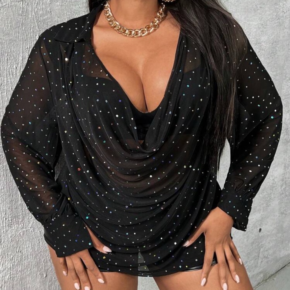 Black Sheer Rhinestone Dress